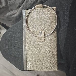 Clutch wristlet glittery gold and silver